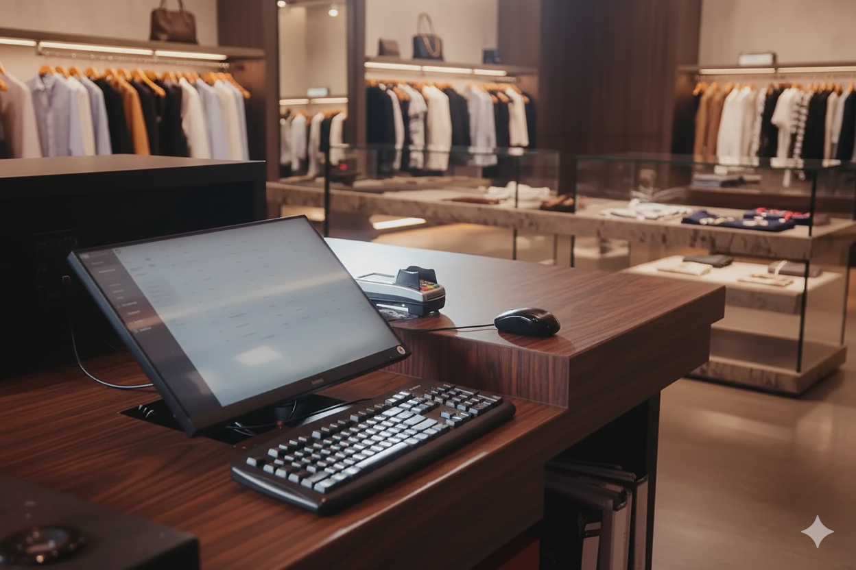 Kassasysteem kledingwinkel met scherm