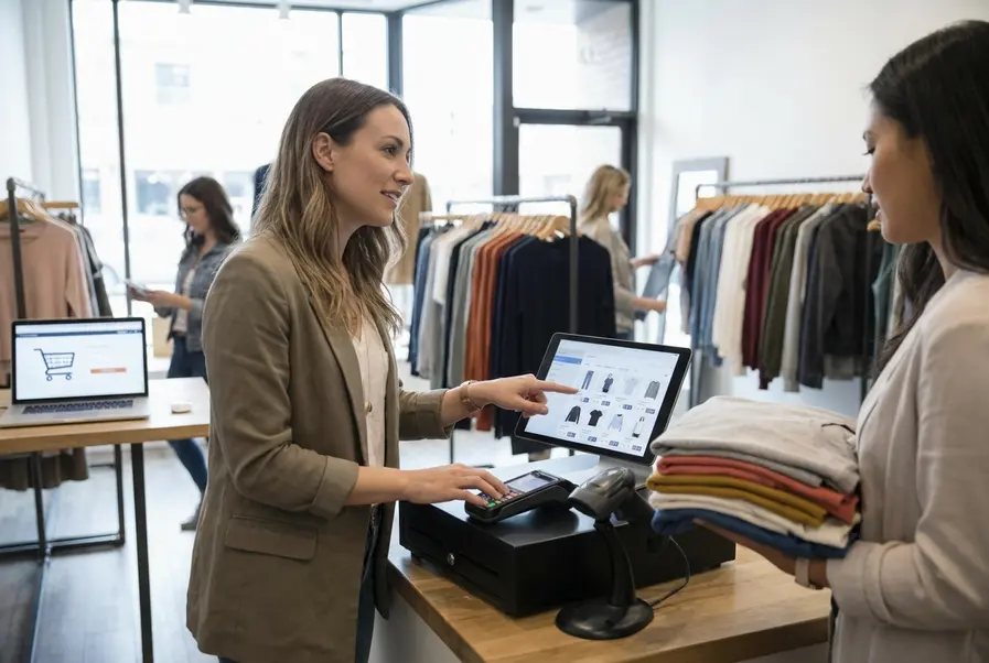 Kassasysteem voor kledingwinkel met maten en varianten